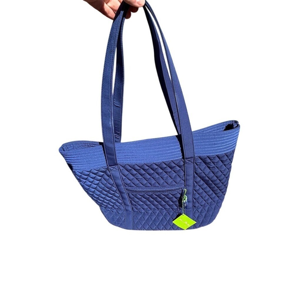 Vera Bradley Vera Tote Large Lapis Blue Quilted Bag - Picture 2 of 5
